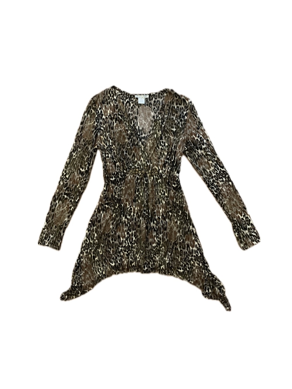 Alberto Makali Brown and Black Leopard Print V-Neck Tunic